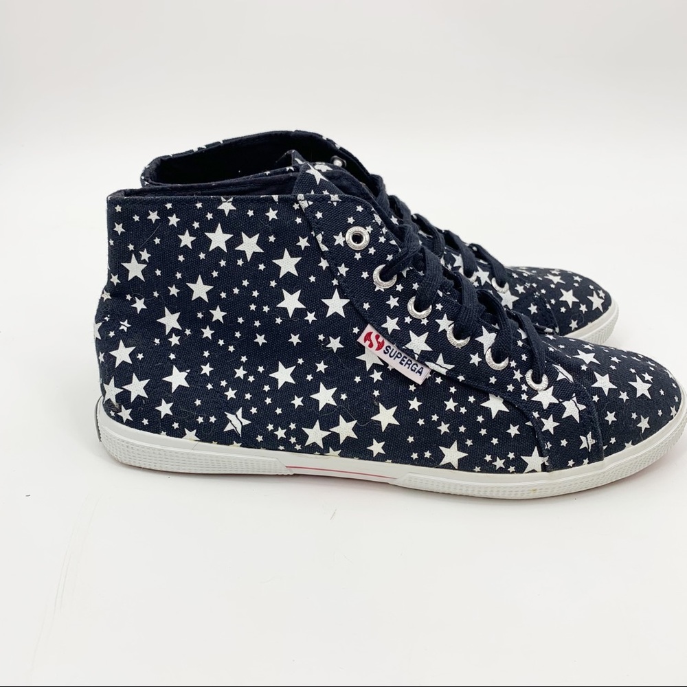 Superga Star Print Canvas Hi-Top Sneakers Womens Size 9 Mens Size 7.5